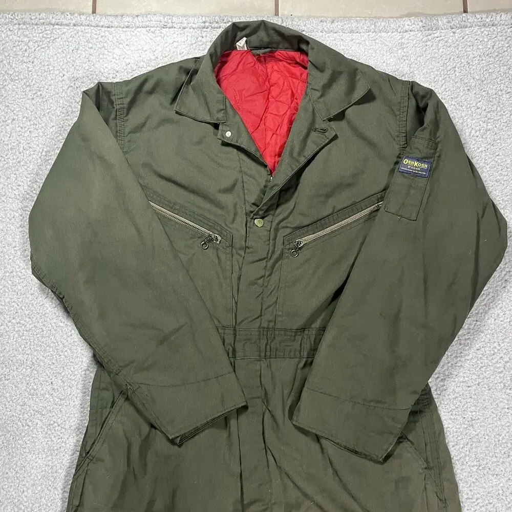 Oshkosh Bgosh Overalls Mens Green Olive VTG Union Insulated Lined Workwear W38